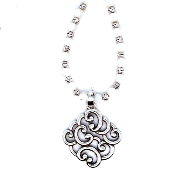 Brighton Jewelry - Brighton Swirl Pendant Necklace - White‎ Beaded Women's Jewelry